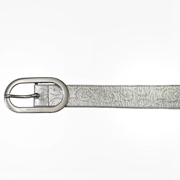 Michael Kors Signature Metallic Silver Belt M - Picture 2 of 5